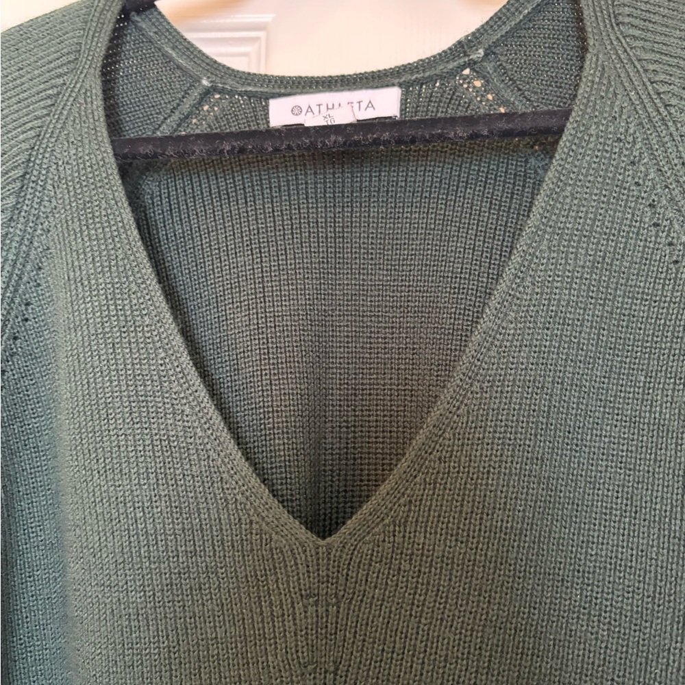 Athleta Hanover Seaweed Green V-Neck Sweater - Picture 3 of 7